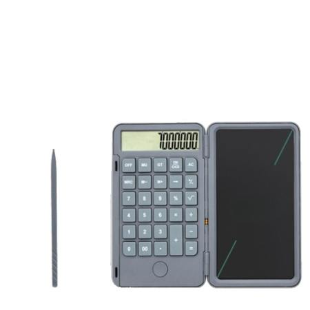 Calculator de Mana Reincarcabil cu Tabla de Scris, Flippy, Calculator Portabil, Ecran LCD, Afisaj cu 12 Cifre, Ecran de 15 cm, Culoare Gri