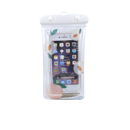 Husa subacvatica Glitter Kids Waterproof Flippy, Snowproof, Universala, cu Snur, pentru telefon sau documente, Peach, Alb