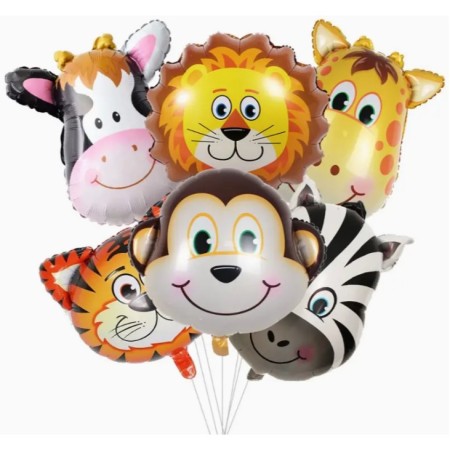 Balon din Folie Metalizata, Flippy, Mini Figurine Animalute, Model Girafa, Tematica Aniversare, 32x45 cm, Ambalaj Individual, Pai Inclus, Umflare cu Aer sau Heliu, Multicolor