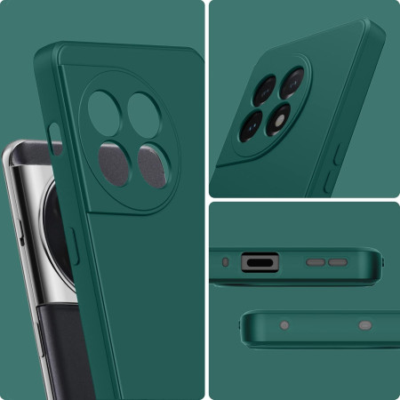 Husa de Protectie, Flippy, pentru OnePlus 11 5G, Liquid Silicone, cu Microfibra pe Interior, Protectie Antisoc, Compatibil Incarcare Wireless, Verde