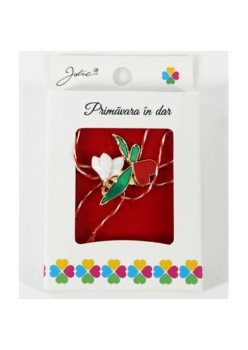 Martisor Brosa Mica in Cutie, Dimensiune Brosa 2.5-3 cm, Material Metal, Model Ghiocel