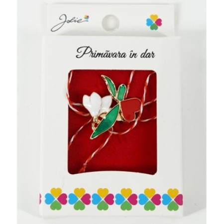 Martisor Brosa Mica in Cutie, Dimensiune Brosa 2.5-3 cm, Material Metal, Model Ghiocel