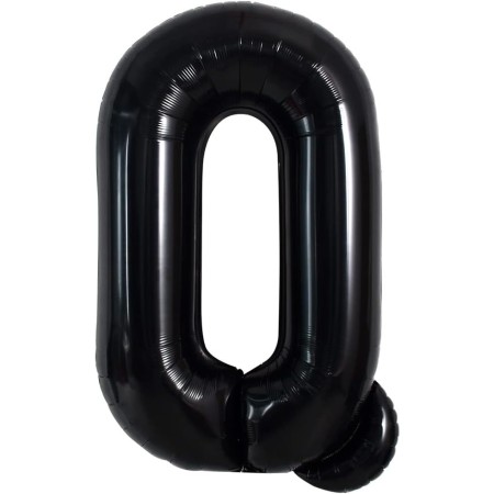 Balon Folie Metalizata Litera Q, Flippy, 40 cm, Umflati cu Heliu sau Aer, Ambalaj Individual, Pai inclus, Negru