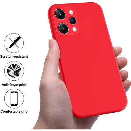 Husa de Protectie Matte TPU, Flippy, pentru Xiaomi Redmi 12, Protectie Camera, Antisoc, Antizgariere, Antialunecare, Acoperire Completa, Rosu