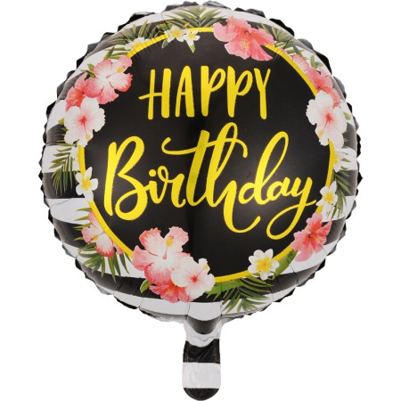 Balon din Folie Metalizata, Flippy, Figurine, Model 4, Happy Birthday, Tematica Aniversare, 45 cm, Ambalaj Individual, Pai Inclus, Umflare cu Aer sau Heliu, Multicolor