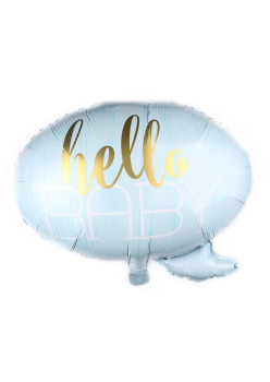 Balon din Folie Metalizata, Flippy, Figurina Norisor, Tema Hello Baby , 59x50 cm, Ambalaj Individual, Pai Inclus, Umflare cu Aer sau Heliu, Albastru