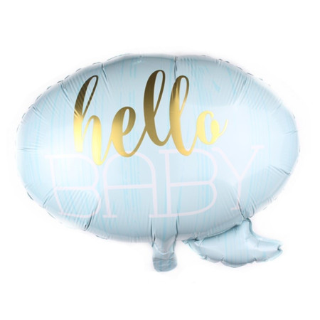 Balon din Folie Metalizata, Flippy, Figurina Norisor, Tema Hello Baby , 59x50 cm, Ambalaj Individual, Pai Inclus, Umflare cu Aer sau Heliu, Albastru