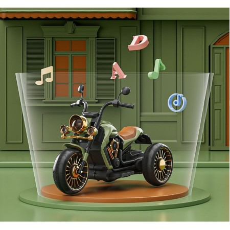 Motocicleta Electrica Flippy, cu Acumulator, Telecomanda, Bluetooth, Sistem Anti-Rasturnare, Sistem de Lumini si Sunet, 1-8 Ani, 93 x 48 x 63 cm, Verde