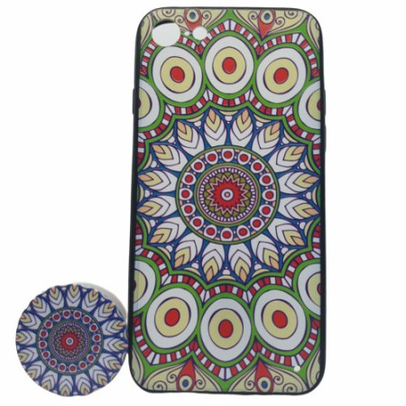 Husa Apple iPhone X/XS Multicolor Model Paun + Popsocket inclus