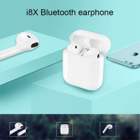 Casti Wireless Bluetooth MKJ-I8X Earbuds Flippy, Alb