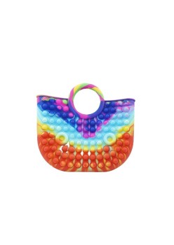 Jucarie Antistres din silicon Flippy, Pop It Now And Flip It, Geanta mare, 28 cm, Multicolor, Model 6