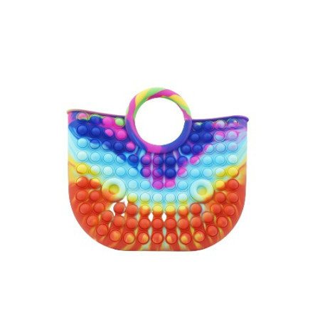 Jucarie Antistres din silicon Flippy, Pop It Now And Flip It, Geanta mare, 28 cm, Multicolor, Model 6