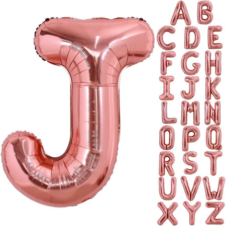 Balon Folie Metalizata Litera J, Flippy, 100 cm, Umflati cu Heliu sau Aer, Ambalaj Individual, Pai inclus, Rose Gold