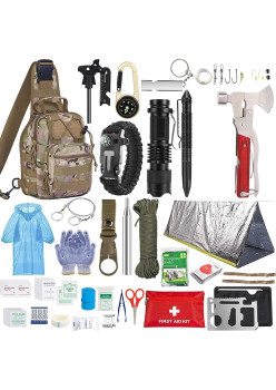 Kit supravietuire multifunctional Flippy, Instrumente profesionale, Trusa de Prim-Ajutor, pentru Camping, Drumetii, Aventuri in aer liber, borseta inclusa, model army