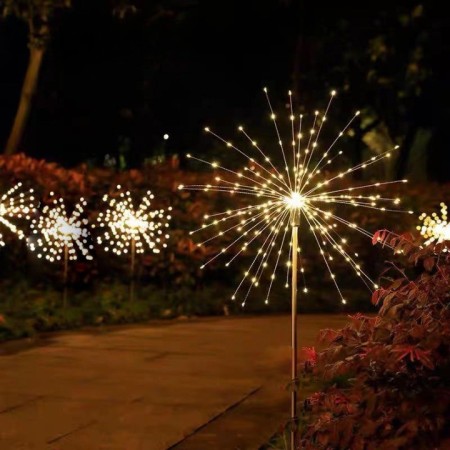 Lampa solara sub forma de artificii, 90 LED-uri, alb cald, Flippy