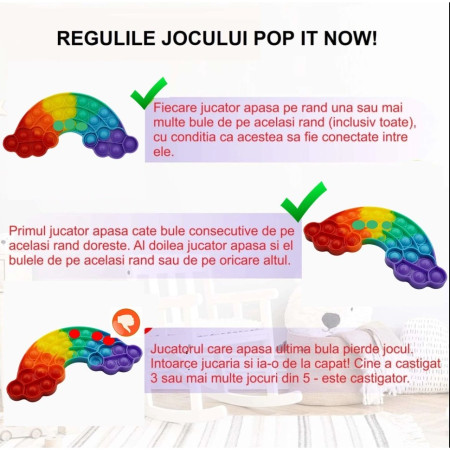 Jucarie antistres din silicon, Pop it Now and Flip It, Curcubeu, Multicolor