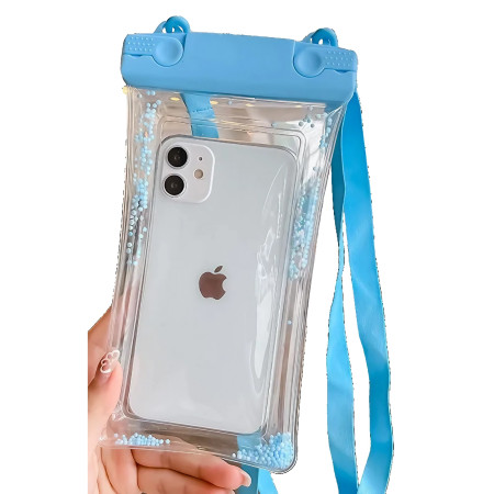 Husa subacvatica Waterproof Flippy, Snowproof, Universala, Senzoriala, cu Snur, pentru telefon sau documente, Bleu