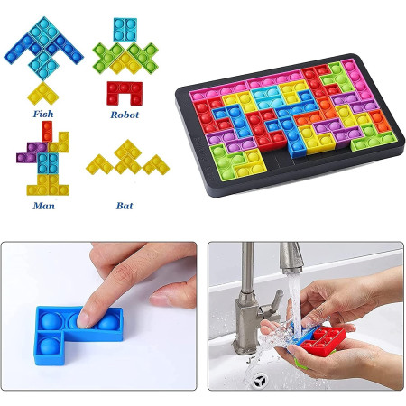 Joc antistres din silicon, Flippy, Pop It Now and Flip It, Puzzle Blocks, Multicolor