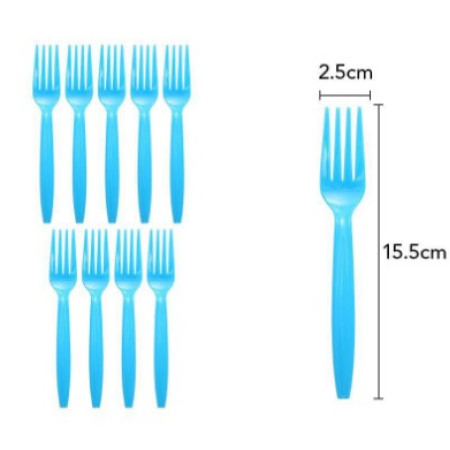 Set 10 furculite de unica folosinta 15.5 x 2.5 cm, albastru