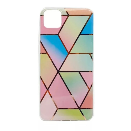 Husa protectie Flippy compatibila cu Samsung Galaxy S21 Ultra Soft IMD TPU Marble Geometric Roz