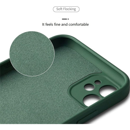 Husa protectie Flippy compatibila cu Apple iPhone 12 Mini Liquid Silicone Ring cu suport rotativ Verde