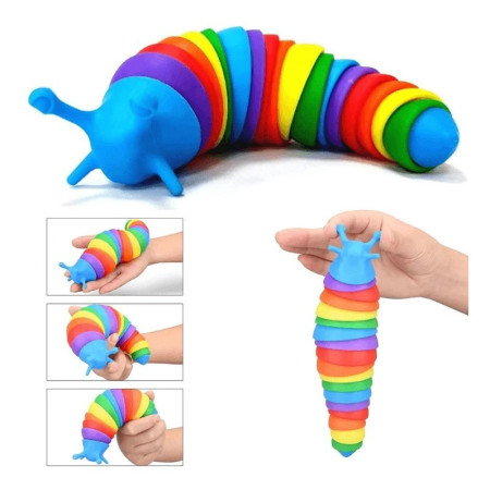 Jucarie Senzoriala pentru Copii, Flippy, Model Melc, cu Articulatii, 19 cm, Multicolor