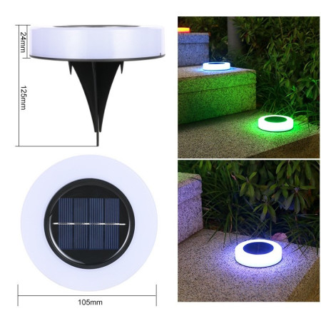 Lampa solara LED, sub forma de cerc, pentru gazon sau gradina, Rezistenta la apa, Flippy, Multicolor