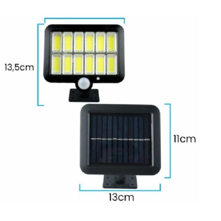 Lampa Solara LED 120 COB, Flippy, 12 Grile, Senzor de Lumina si Miscare, Lungime Cablu 5 m, Lumina Alba