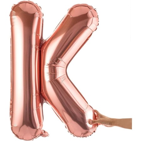 Balon Folie Metalizata Litera K, Flippy, 100 cm, Umflati cu Heliu sau Aer, Ambalaj Individual, Pai inclus, Rose Gold