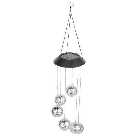 Lampa solara de tip decoratiune pentru gradina, Flippy, model clopotel de vant,  alb cald