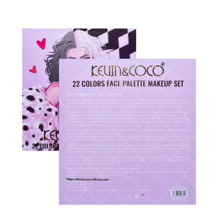 Set 4 Produse de Machiaj, KEVIN & COCO, Black-White Witch, 22 culori, 19.7 x 21.2 x 2.5 cm