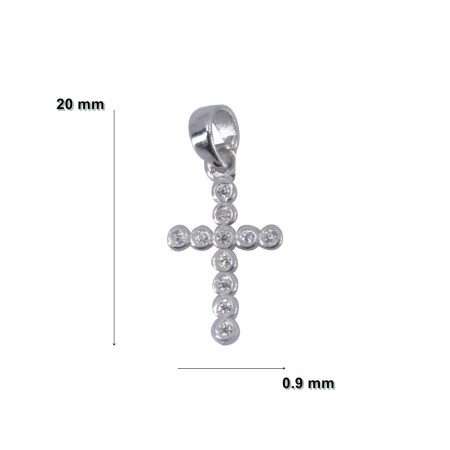 Pandantiv din Argint 925 Jolie Silver, Model Cruce cu Zirconii, 20 x 0.9 mm, 0.5 g