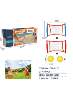 Joc Spikeball, Flippy, Joc in 2, pentru Plaja, Parcuri, Interior, 2 Plase, 2 Mingi, Multicolor