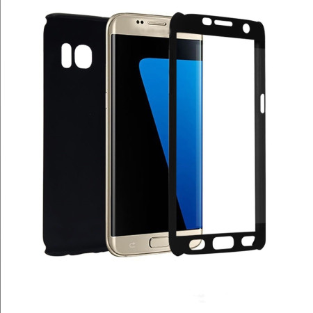 Husa Samsung Galaxy A7 2017 Full Cover 360 Negru + Folie de protectie