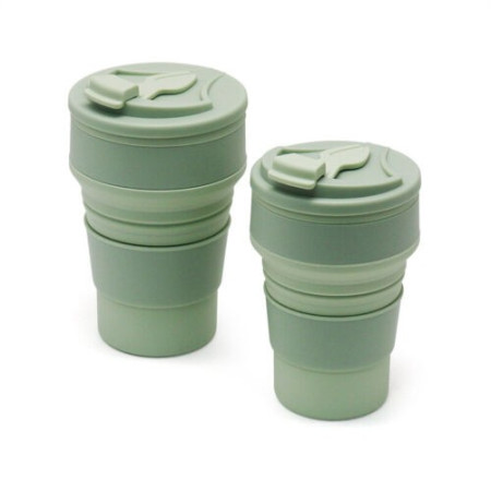 Pahar pliabil din silicon Flippy, pentru calatorii, camping, 500 ml, verde