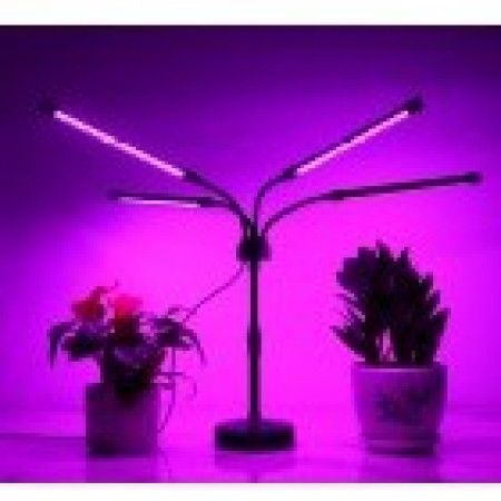 Lampa UV pentru crestere plante Flippy, cu  USB, 10W, 4 capete, lumina mov, 96 LED-uri, 9 nivele lumina, timer, ajustabila pana la 65 cm