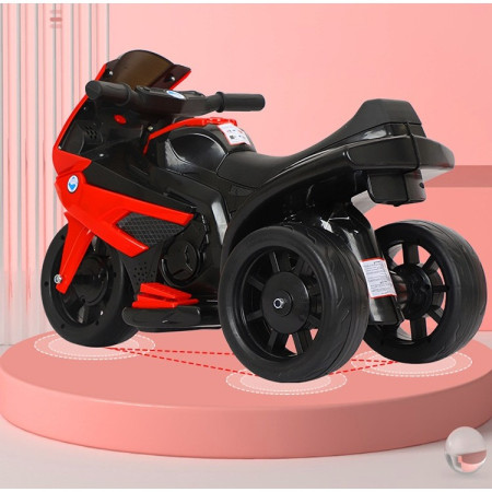 Motocicleta Electrica Flippy, cu Acumulator, cu Sistem Anti-Rasturnare, Sistem de Lumini si Sunet, 1-4 Ani, 42 x 68 x 36 cm, Rosu