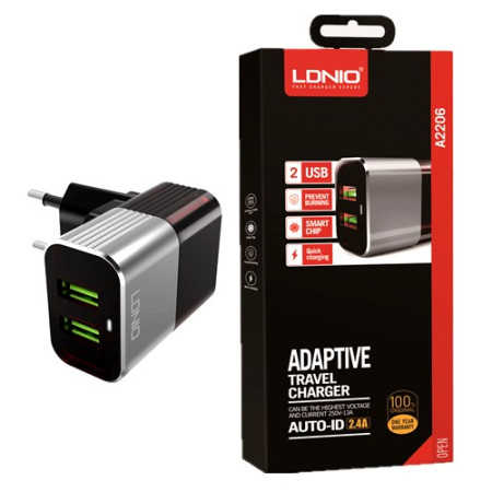 Incarcator 2USB Fast Charging 2.4A Maro + Cablu Lightning 1m Argintiu Cod Produs 08079