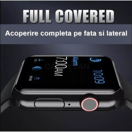 Folie Sticla pentru Apple Watch Series 2/3 38 mm adeziv pe margine Negru