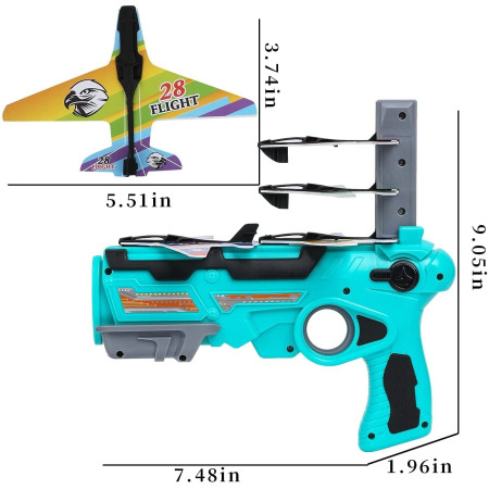 Set Arma de jucarie tip lansator de avioane, Air Battle, Turcoaz