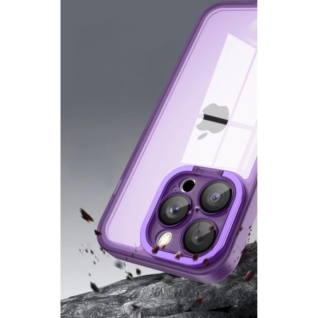 Husa protectie Flippy pentru Apple iPhone 13 Electroplated cu  suport pentru camera, 1.5 mm grosime, protectie camera, Mov