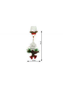 Ornament de brad pom de craciun, Flippy, alb, lemn, 17 cm