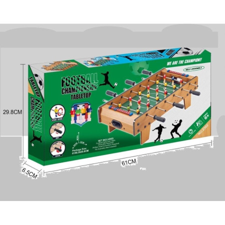 Masa de Fotbal cu Teren si 18 Jucatori Flippy, 6 Manere, cu Tablou pentru Scor, din Metal, Lemn si ABS, 60.5 x 30.5 x 18.5 cm, cu Picioare, pentru copii/adulti