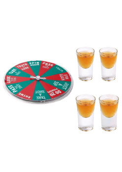 Joc de Baut Flippy, Ruleta Norocoasa, cu 4 Pahare de Shot, +18 Ani, Rosu/Verde