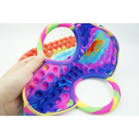 Jucarie Antistres din silicon Flippy, Pop It Now And Flip It, Geanta mare, 28 cm, Multicolor, Model 6