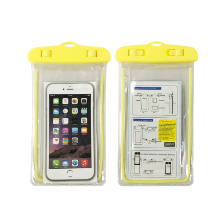 Husa subacvatica Zip Waterproof Flippy, Snowproof, Universala, Impermeabila, cu Snur, pentru telefon sau documente, Galben