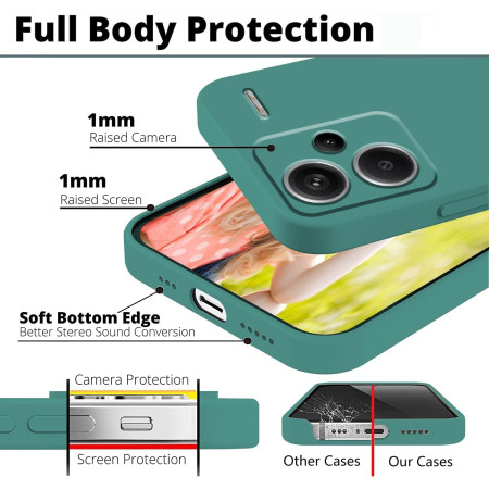 Husa de Protectie, Flippy, pentru Xiaomi Redmi Note 13 Pro Plus 5G, Liquid Silicone, cu Microfibra pe Interior, Protectie Antisoc, Compatibil Incarcare Wireless, Verde