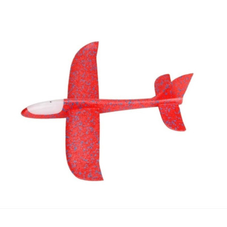 Avion Planor cu Pilot, Flippy, Din Polistiren, Cu Lumini in Cabina Pilotului, Lungime 47 cm, Rosu