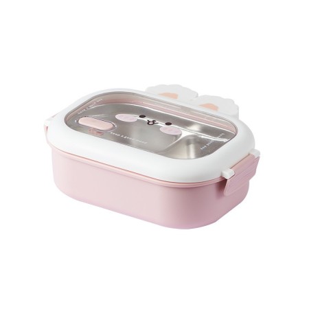 Bunny stainless steel lunch box student office worker lunch box compartment sealed insulation box - Specification: pink