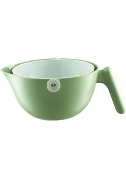 Bol cu Doua Straturi, Flippy, pentru Fructe, Legume, cu Cos de Scurgere a Apei, 2L, din ABS+PP, 29.9 x 22.5 x 11.8 cm, Verde-Alb